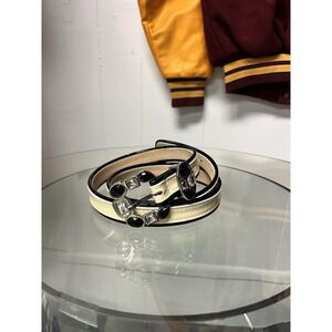 90s Streets Ahead Patent Leather Belt Golden Tone Buckle Size Small Made In USA